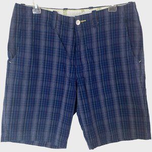 Tommy Bahama Relax Seersucker Flat Front Shorts Mens Size 32 In Navy Blue Plaid